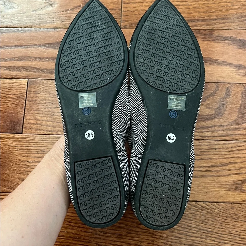 Rothy's The Point Gray-Black Mist Cap-toe Ballet Flat Sz 10.5 - Picture 8 of 8